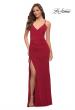 Picture of: Simple Jersey Dress with Ruched Lace Up Side Detail in Deep Red, Style 29444, Detail Picture 4