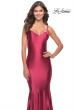 Picture of: Liquid Jersey Mermaid Gown with Lace Up Back in Deep Red, Style: 31295, Detail Picture 5