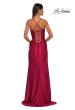 Picture of: Unique Stretch Satin Gown with Corset Bodice and Open Back in Deep Red, Style: 32683, Detail Picture 5