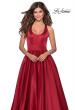 Picture of: Satin Ball Gown with Criss Cross Back and Pockets in Deep Red, Style: 28281, Detail Picture 6