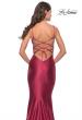 Picture of: Liquid Jersey Mermaid Gown with Lace Up Back in Deep Red, Style: 31295, Detail Picture 6