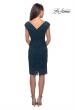 Picture of: Peplum Knee Length Lace Dress with Cap Sleeves in Deep Teal, Style: 25529, Back Picture