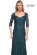 Picture of: 3/4 Sleeve Long Lace Gown with Rhinestone Accents in Deep Teal, Style: 25526, Detail Picture 1