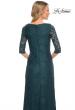Picture of: 3/4 Sleeve Long Lace Gown with Rhinestone Accents in Deep Teal, Style: 25526, Detail Picture 2