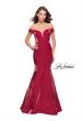 Picture of: Off the Shoulder Satin Prom Dress with Strappy Back in Deep Red, Style: 25764, Main Picture