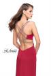 Picture of: Long Jersey Prom Dress with Metallic Beading and Slit in Deep Red, Style: 25623, Back Picture