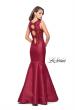 Picture of: Long Mikado Mermaid Gown with Lace Straps in Deep Red, Style: 25972, Detail Picture 1