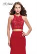 Picture of: Two Piece Jersey Prom Dress with Laser Cut Outs in Deep Red, Style: 25759, Detail Picture 2