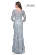 Picture of: Pastel Lace Mother of the Bride Gown with Three Quarter Sleeves in Dusty Blue, Style: 31684, Detail Picture 4