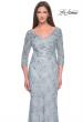 Picture of: Pastel Lace Mother of the Bride Gown with Three Quarter Sleeves in Dusty Blue, Style: 31684, Detail Picture 5