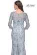 Picture of: Pastel Lace Mother of the Bride Gown with Three Quarter Sleeves in Dusty Blue, Style: 31684, Detail Picture 6