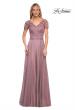 Picture of: Long Chiffon Dress with Lace Bodice and Pockets in Dusty Lilac, Style: 27098, Main Picture