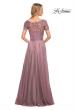 Picture of: Long Chiffon Dress with Lace Bodice and Pockets in Dusty Lilac, Style: 27098, Back Picture