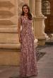 Picture of: Floral Beaded Evening Dress with Sheer Cap Sleeves, Style: 27956, Main Picture