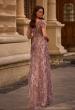 Picture of: Floral Beaded Evening Dress with Sheer Cap Sleeves, Style: 27956, Back Picture