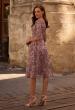 Picture of: Tea Length Embroidered Dress with Sheer Sleeves, Style: 27971, Back Picture