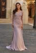 Picture of: Floral Embroidered V-Neck Evening Gown in Dusty Mauve, Style: 33335, Main Picture