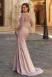 Picture of: Floral Embroidered V-Neck Evening Gown in Dusty Mauve, Style: 33335, Back Picture