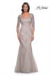 Picture of: Mermaid Tulle and Lace Dress with Illusion Sleeves in Dusty Mauve, Style: 30200, Main Picture