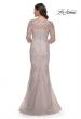 Picture of: Mermaid Tulle and Lace Dress with Illusion Sleeves in Dusty Mauve, Style: 30200, Back Picture