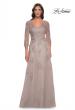 Picture of: Tulle and Lace A-Line Dress with V Neckline in Dusty Mauve, Style: 30398, Detail Picture 3