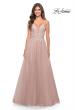 Picture of: A Line Tulle Gown with Lace Bodice and V Back in Dusty Mauve, Style: 31507, Detail Picture 8