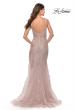 Picture of: Lace Long Dress with High Side Slit and V Neckline in Dusty Mauve, Style: 31126, Back Picture