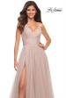 Picture of: A-line Tulle Gown with V Neckline and Pockets in Dusty Mauve, Detail Picture 1