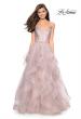Picture of: Floor Length Tulle Dress with Floral Embellishments in Dusty Mauve, Style: 27579, Detail Picture 2
