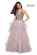 Picture of: Cascading Tulle Prom Dress with Rhinestone Bodice in Dusty Pink, Style: 27649, Main Picture