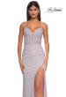 Picture of: Rhinestone Net Jersey Ruched Dress with Corset Top in Dusty Pink, Style: 32753, Detail Picture 15