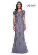 Picture of: Lace and Net Fitted Long Mother of the Bride Dress in Dusty Purple, Style: 29792, Main Picture