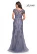 Picture of: Lace and Net Fitted Long Mother of the Bride Dress in Dusty Purple, Style: 29792, Back Picture