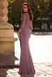 Picture of: Long Mother of the Bride Dress with Beaded Lace Bodice in Dusty Purple, Style: 32738, Back Picture
