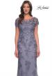 Picture of: Lace and Net Fitted Long Mother of the Bride Dress in Dusty Purple, Style: 29792, Detail Picture 3