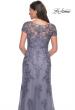Picture of: Lace and Net Fitted Long Mother of the Bride Dress in Dusty Purple, Style: 29792, Detail Picture 4
