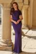 Picture of: Short Sleeve Lace Bodice Evening Gown in Eggplant, Style: 33331, Main Picture