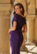 Picture of: Short Sleeve Lace Bodice Evening Gown in Eggplant, Style: 33331, Detail Picture 8