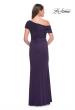 Picture of: Jersey Evening Gown with Asymmetrical Neckline in Eggplant, Style: 31459, Back Picture