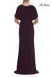 Picture of: Flutter Sleeve Jersey Gown with Beaded Waist in Eggplant, Style: 33158, Detail Picture 2