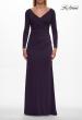 Picture of: Simple Jersey Evening Dress with Long Sleeves and Ruching in Eggplant, Style: 29184, Detail Picture 3
