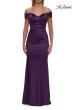 Picture of: Off the Shoulder Stretch Satin Evening Dress in Eggplant, Style: 31621, Detail Picture 3