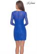 Picture of: Long Sleeve Lace Short Dress with Sheer Back Detail in Electric Blue, Style: 28232, Back Picture