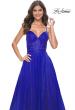 Picture of: A-Line Prom Dress with Sequin Lining and Illusion Top in Electric Blue, Style: 31986, Main Picture