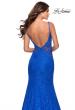 Picture of: Long Mermaid Lace Dress with Back Rhinestone Detail in Electric Blue, Style: 28355, Detail Picture 10