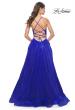 Picture of: A-Line Prom Dress with Sequin Lining and Illusion Top in Electric Blue, Style: 31986, Back Picture