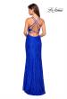 Picture of: Stretch Lace Prom Gown with Rhinestones and Slit in Electric Blue, Style: 27046, Detail Picture 2