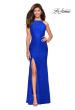 Picture of: Stretch Lace Prom Gown with Rhinestones and Slit in Electric Blue, Style: 27046, Detail Picture 3
