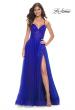 Picture of: A-Line Prom Dress with Sequin Lining and Illusion Top in Electric Blue, Style: 31986, Detail Picture 3