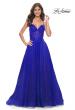 Picture of: A-Line Prom Dress with Sequin Lining and Illusion Top in Electric Blue, Style: 31986, Detail Picture 4